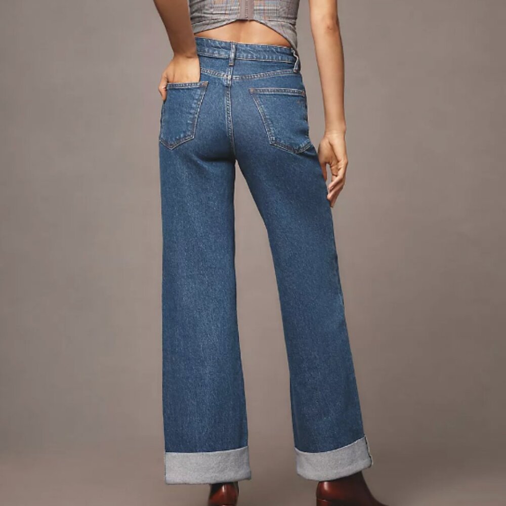 Pilcro The Austyn High-Rise Cuffed Wide-Leg Jeans
